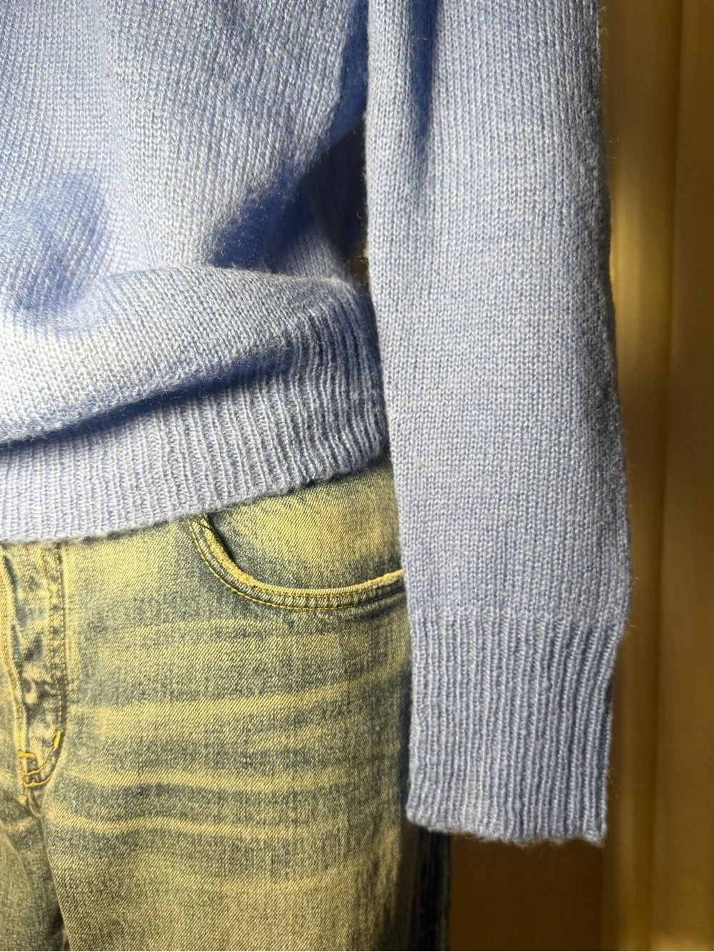 J Crew V-Neck Light Blue Fuzzy Knit Sweater